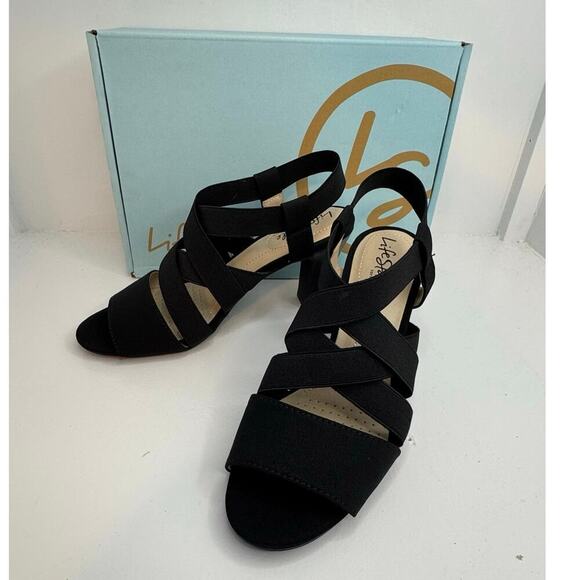 LifeStride Charlotte Black Slingback Block Heel Sandals Size 6.5W - Picture 4 of 13